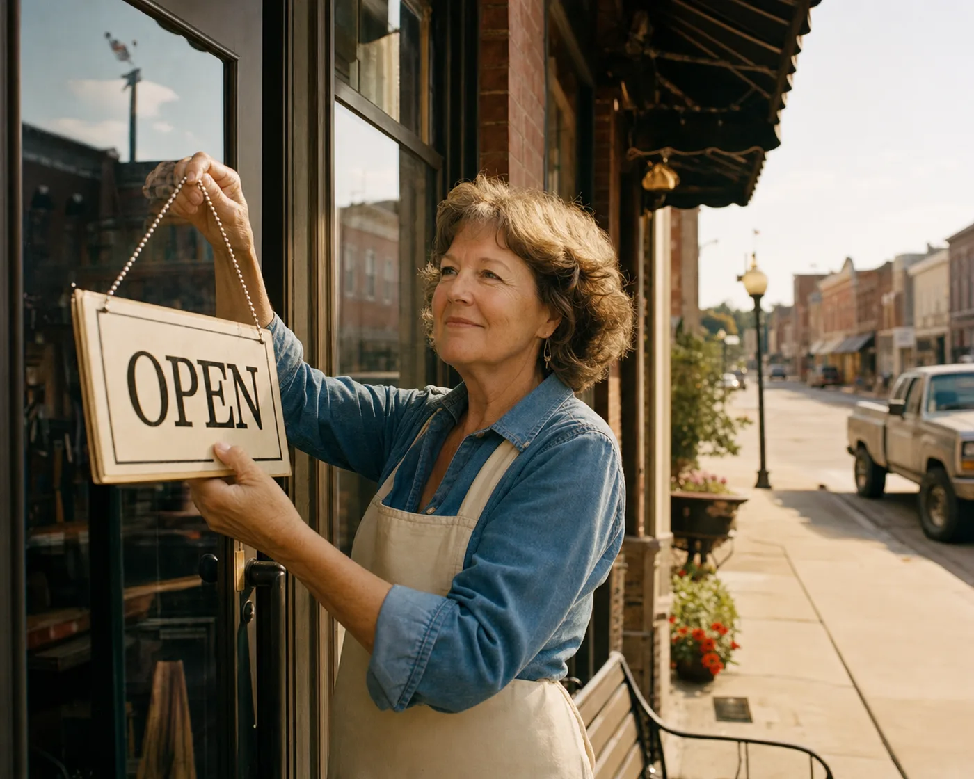 Owner opening a brick storefront on Main Street